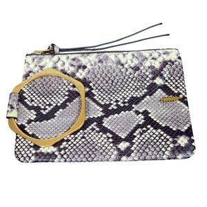 THACKER Nolita Clutch Snake Embossed Leather w/Bronze Hardware NWOT